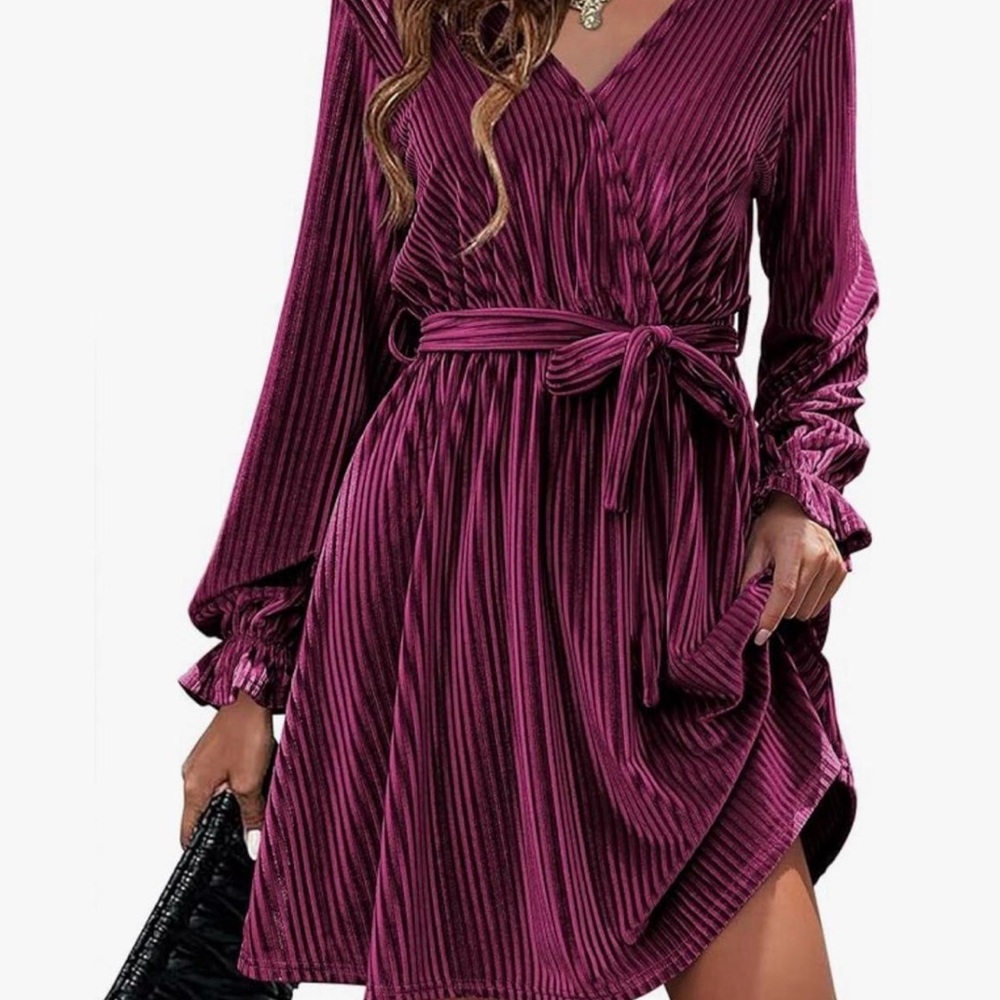 Elegant Plum Wrap Dress